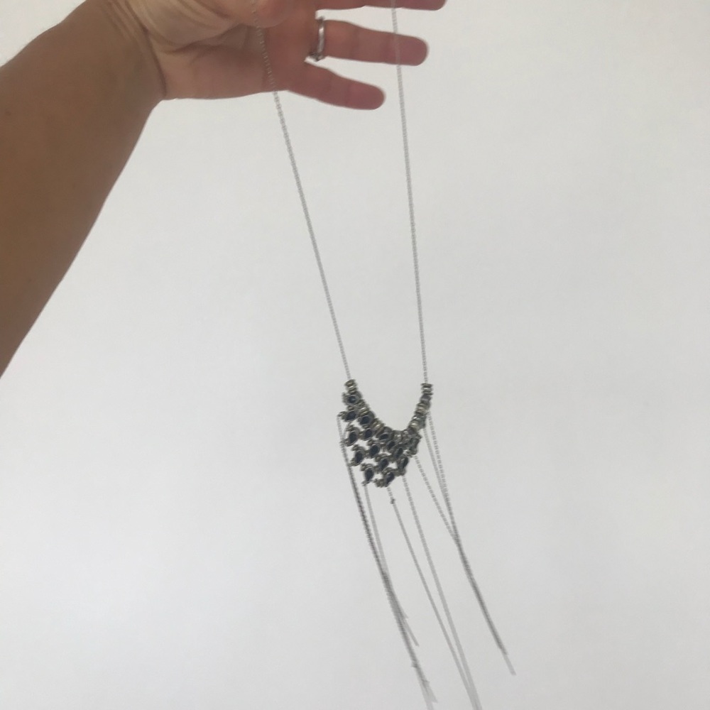 Silver Tone Delicate Bohemian Fringe Necklace